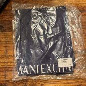 Armani Exchange Navy and White Logo Knit Scarf